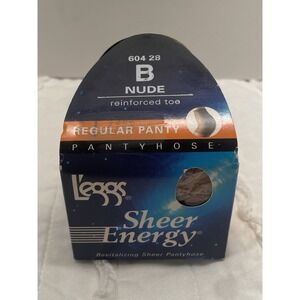 Vintage L'eggs Sheer Energy Pantyhose Control Top Sheer Toe Size B Nude 60428